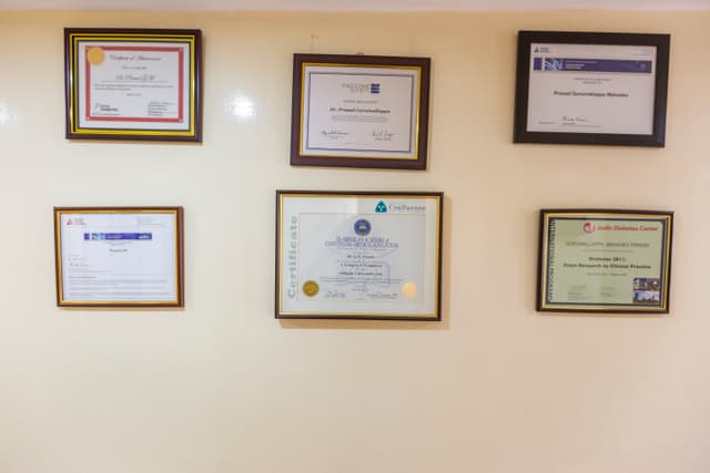 Certificates and accreditations at Pranav Diabetes Center