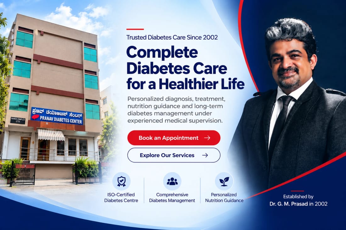 Pranav Diabetes Center — Complete Diabetes Care for a Healthier Life, established by Dr. G. M. Prasad in 2002